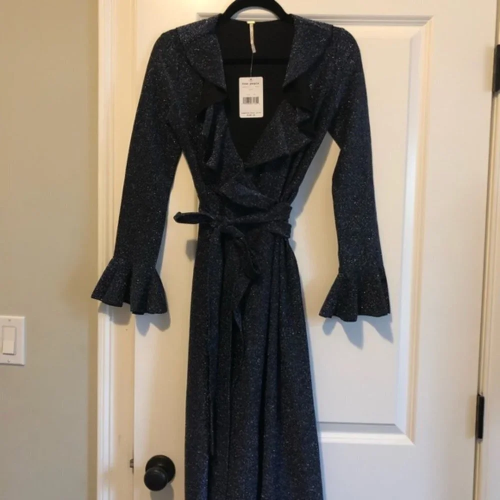 ✨✨Free People Shimmer Midi Wrap Dress